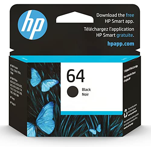 HP 64 Black Ink Cartridge | Works with Envy Inspire 7250e, 7950e, Envy Photo 6200, 7100, 7200, 7800, 7900, Tango Series | Eligible for Instant Ink | N9J90AN