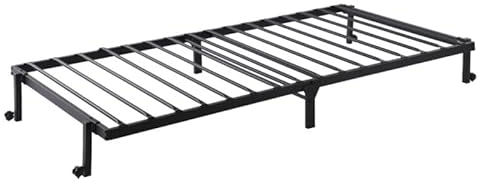EGGREE Einzelbett Schwarz Metallbettgestell Gästebett Metallbett Klappbett mit Abschliessbaren Rädern, 190 x 90 cm