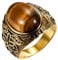 JewelryWe Schmuck Herren-Ring, Tiger-Auge Edelstahl, Retro Klasische geschnitzt Blumen Muster Ring Band, Gold - Größe 62