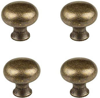 RZDEAL 4 Stück 2,5 x 2,3 cm Antik-Stil, Messing, einfache und elegante Ziehen, solide Hardware-Knöpfe für Möbel, Schrank, Schubladen, Kasten, Türgriffe (antikes Messing)