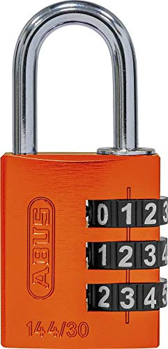 ABUS Aluminium-Zahlenschloss 144/30 orange mit großen Zahlen, 80795