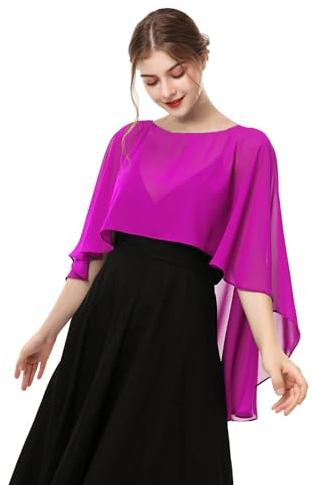 Hotshawl Capelets für Damen, Chiffon-Umhang, Schals und Wickeltuch, für Abendkleid, Hochzeitsumhänge, Rose, Einheitsgröße