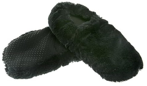 Pelucho - Chaussons chauffants Noirs - Made in France - Lavande et blé - Chaleur - Bien être - Pantoufle - Chaussons bouillotte - bouillotte micro-onde