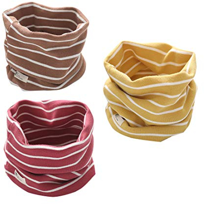 DEBAIJIA 3 pcs Unisexe Écharpe Cache-cou Bébé Enfant 0-8 Ans en Coton Doux Chaud Coupe-vent pour Printemps Automne Hiver, Multifonction: Foulard, Bandeau, Bandana, Accessoire Chic Dessin Animé - F