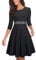 HOMEYEE Damen Vintage Rundhalsausschnitt Blumen Bestickt knielangen Cocktailkleid UKA079 (S, Schwarz - Stoff B)