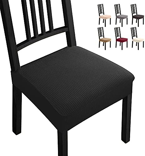 Stuhlhussen 2 Stück Elastische Moderne Beschützer Stuhlhussen Jacquard Stuhlüberzug,bi-Elastic Spannbezug, Fleckschutz Moderne Abdeckung langlebig für Haus- langlebig Universal-(2 Stück Schwarz) -B