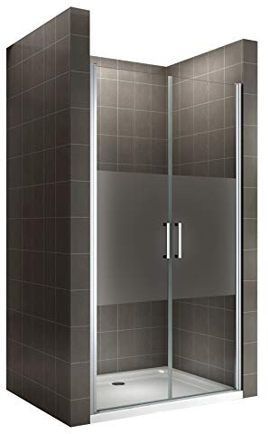 i-flair Duschtür LARA 77x185 cm Verstellbereich von 77-80 cm, Höhe: 185 cm, Duschabtrennung aus 6 mm teilsatiniertem ESG Sicherheitsglas mit Nanobeschichtung und Edelstahlgriffe - Alle Größen NM