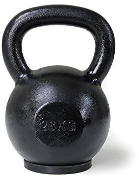 Core-Power Gusseisen Kettlebell 28kg/Gusseisen Kugelhantel 4-32kg hochwertigste Eisenerz Pro Qualität für Gym, Fitness und Crossfit Gummi Stellfläche für Bodenschutz