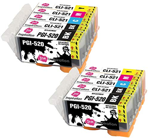 Ink Inspiration® Ersatz für Canon PGI-520 CLI-521 Druckerpatronen 10er-Pack, kompatibel mit Canon Pixma MP560 MP640 MP630 MP620 iP4600 iP4700 iP3600 MP540 MP990 MP980 MP550 MX870 MX860