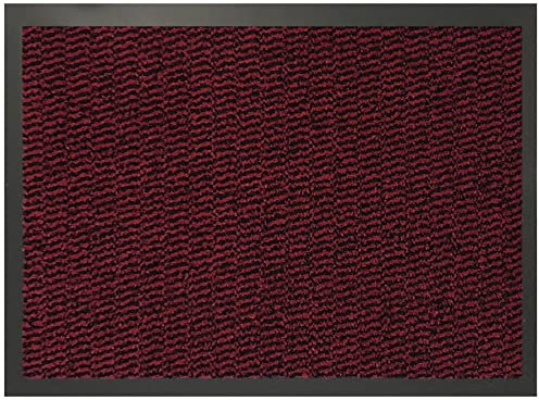 SrS Rugs® Indoor Door Mat - Heavy Duty Non Slip Barrier Mat Absorbent Washable Rubber Backed - Multipurpose Mat for Kitchen, Entryway, Hallway, Home Office (Red, 120 x 240 cm)