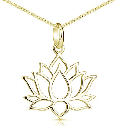 Materia Lotusblüte Schmuck Anhänger gold 925 Silber vergoldet KA-69-Gold_K61-40 cm