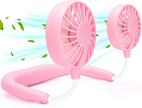 benpen Neck Fan Rechargeable, Portable Head Fans for Face Hand-Free Neckband Fan Cooling, Wearable Headphone Design USB Neck Round Fan with 3 Speed for Women Hot Flushes Cooking Travel Office Sport