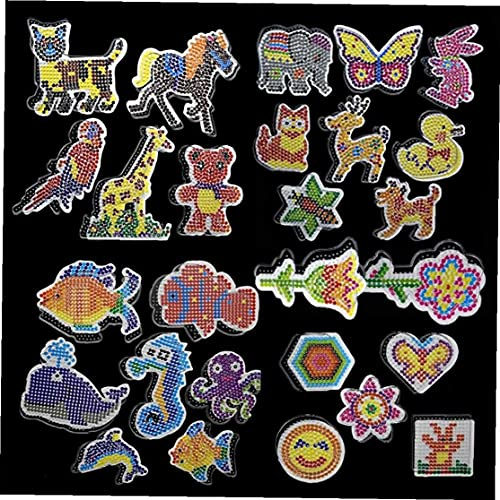6pcs Puzzle Pegboards Animals Patterns Cartoon Ironing Paper Templates with Plastic Tweezers and Hama Beads Puzzle Toys for Children