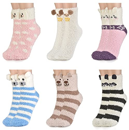 colornival Kuschelsocken Damen Weihnachtssocken 6 Paar Flauschig Warm Socken Wintersocken Kuschelige Bettsocken Schlafsocken Haussocken Thermosocken Weihnachten Geschenk für Frauen Mädchen Jungen