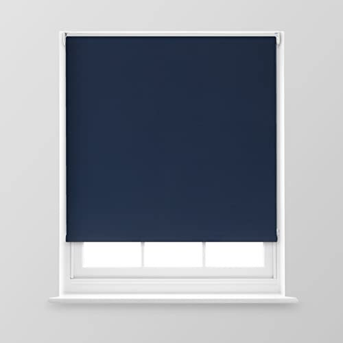 A.Unique Home Premium Trimmable Thermal Blackout Roller Window Blind in a Variety of Colours and Sizes Ideal for any Room - 6FT - Navy - 180cm (W) x 170cm (L) | 70.8 (W) x 66.9 (L)