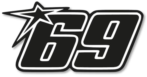 Hayden sixtynine Sticker Racing Bike - Startnummer 69 Aufkleber 6 Größen 21 Farben - Made in Germany - Stickerfreaks - ORACAL - Schwarz - Vinyl - Wasserfest - Outdoor - Motorrad - Jahre