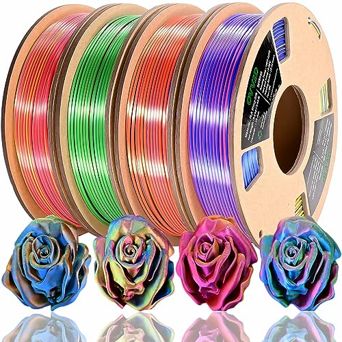 OVVNYXE 3D-Druck-Filament 1,75 mm, Tri-Colors, Silk PLA, 200g x 4 Spule