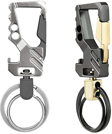 SLFYEE 2pcs Mosqueton Llavero Abrebotellas Cerveza Llavero con Apertura de Botella de Cerveza Resistentes Llaveros Metálicos para Llaves de Coche con Mosquetón