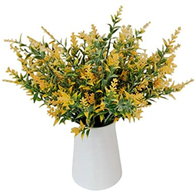 Künstliche Lavendelblumen, 8 Bündel, für den Außenbereich, kein Verblassen, UV-beständig, Sträucher, Lavendelblumen, für Hochzeit, Schlafzimmer, Büro, Garten, Terrasse, Dekoration (35,6 cm, gelb)