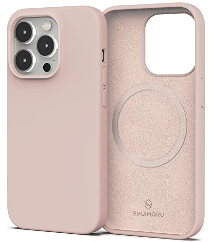 Sinjimoru 4-lagige iPhone 14 Silikon Hülle für MagSafe, Magnet Handyhülle als iPhone Schutzhülle kompatibel mit MagSafe Zubehör für iPhone 12 & 13 & 14 Reihe. Silicone Case for MagSafe Pink