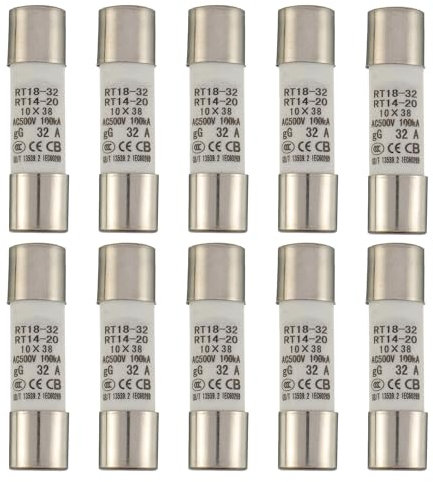 SIGANDG 32A 500V Fusibile tubolare ceramico RT18-32 10x38mm Fusibili cilindrici ad alta tensione (confezione da 10)