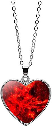 Double Galaxy Solar System Sided Halskette Universum Glasanhänger Herz Planet Zubehör Ketten Silber
