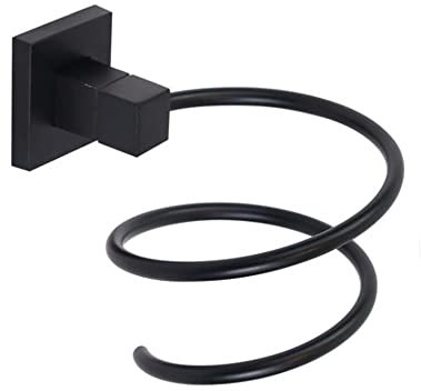 Vetrineinrete® Porta phon da Bagno in Acciaio Nero Porta asciugacapelli Fissaggio con Viti o Senza Viti Biadesivo Accessori arredo Bagno