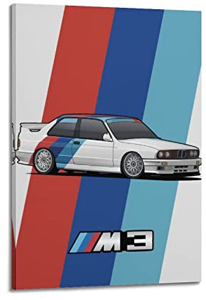 KWID Rennauto-Posetr für BMW M3 E30 M Power-Sport-Auto-Poster, dekorative Malerei, Leinwand, Wandposter und Kunstbild, modernes Familien-Schlafzimmer, Dekoration, Poster, 60 x 90 cm