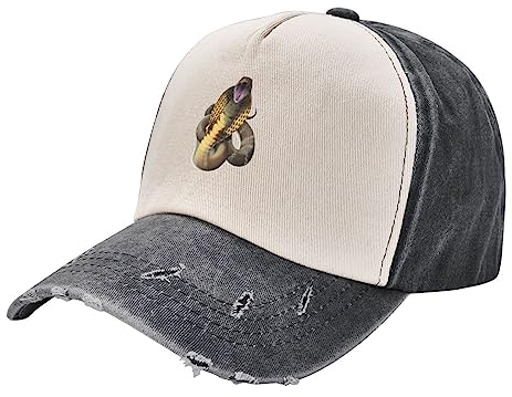 Cobra Schlange Gedruckt Männer Kappe Gewaschen Denim Baseball Cap Verstellbare Kappe Papa Hüte Kappe Dunkelrot, schwarz / weiß, One size