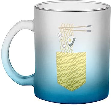Fabulous Mug en Verre Bleu - Poche Surprise Ramen Japon Soupe Dessin