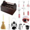 LETTERASHQP 12 Stück Miniatur Werkzeug, Miniatur Werkzeugkasten mit Werkzeug, Miniatur Puppenhaus Set, Miniatur Holz Toolbox, Miniatur Garten Deko Öllampe Eimer Kehrbesen Mopp Gießkanne, Mini Ornament