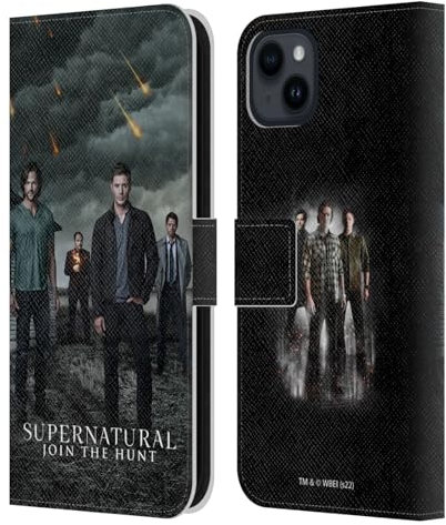 Head Case Designs Officially Licensed Supernatural Season 12 Group Key Art Leather Book Wallet Case Cover Compatible With Apple iPhone 15 Plus