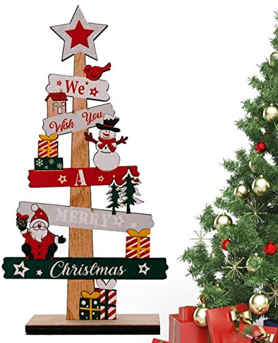 cypreason Sapin De Noel Décoratif Arbre De Noel 3D Sapin De Noël en Bois avec Décoration Arbre De Noël De Table en Bois Jouet De Noël pour La Décoration Meilleur Cadeau De Noël