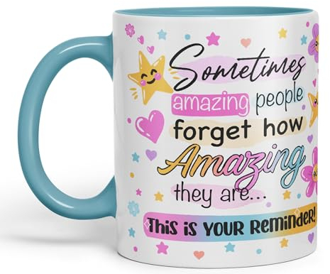 Vixar Sometimes Amazing People Forgot... Coloured Ceramic Mug Cup Gift 330ml 11oz Work Office Tea Coffee Gift (Turquoise)