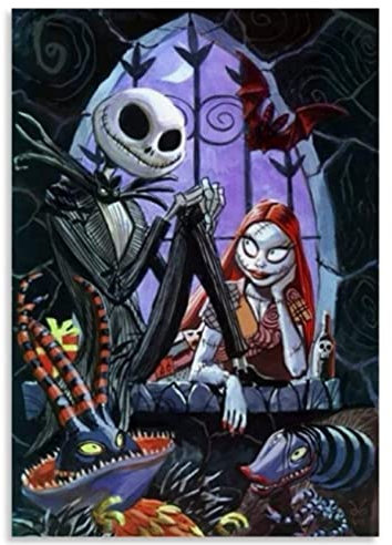 ANSNOW Jack Skellington and Sally Posters Jigsaw Puzzle 1000 Pieces Adult Toys Decompression Game Classic Game Puzzle 38 * 26Cm