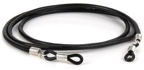 GAWK Eyewear 100% Genuine Leather Glasses Cord Spectacle Lanyard (Gloss Black)