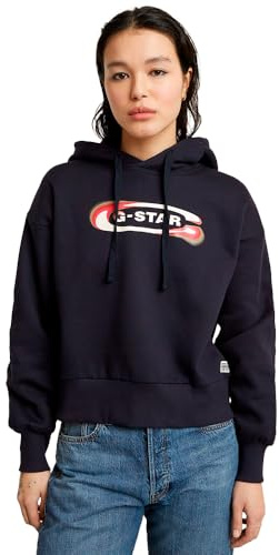 G-Star Damen Old Skool Logo Loose Hooded Sweater Hooded Sweatshirt