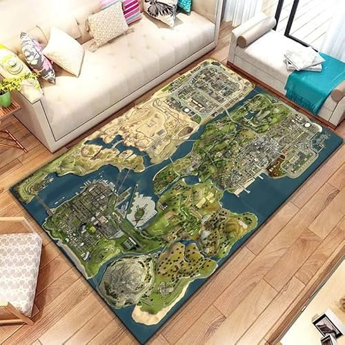 yyxsgdmw Klassischer G.T.A. Game Gamer Area Teppich Teppich Für Zu Hause Wohnzimmer Schlafzimmer Sofa Fußmatte Wohnkultur, Kinder Spielen rutschfeste Bodenmatte A6768 160×230Cm