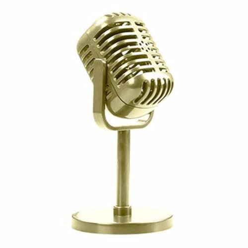 Pttnyuere Microphone Vocal Dynamique Rétro Classique Micro Vintage Support Universel pour Performances en Direct Karaoké Enregistrement en Studio Or Installation Facile Facile à Utiliser