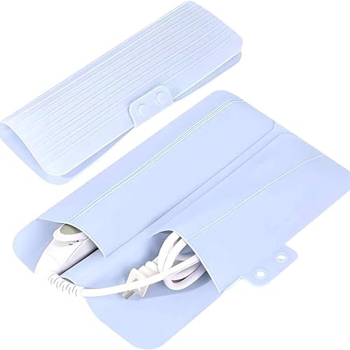 Alfombrilla de silicona resistente al calor, funda de viaje portátil para alisador de cabello, plancha plana y herramientas de peinado de cabello caliente (azul)