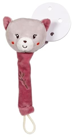 GIPSY Toys Katzen-Plüschtier mit Schnuller, Serie Bamboo, 13 cm, Rosa und Grau