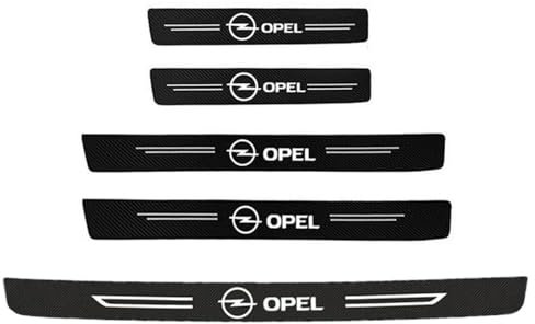 MMHGFIR Auto Einstiegsleisten Kohlefaser Aufkleber, Für Opel Crossland SUV 2020-2024 Auto Türschweller Schutz mit Badge, Stoßstangenschut, Selbstklebend Lackschutzfolie