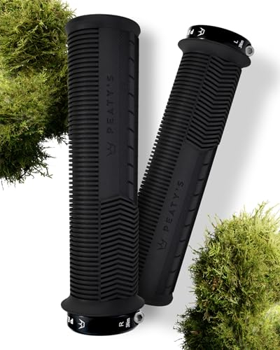 Peaty's Monarch Grips - Black/Mushroom/Thick - Trail Comfort, Durable, Ergonomic Finger Bars, Support Thumb Pad, All Day Riding, All Weather & Terrain, MTB Enduro Downhill Ebike Mountain Bike