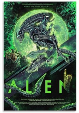 CTATOGE Poster mit Alien-Science-Fiction-Horrorfilmen, Leinwandgemälde, Wandkunst, Bild, Heimdekoration, Druck für Schlafzimmer, Wohnzimmer, 30 x 45 cm, ungerahmter Stil