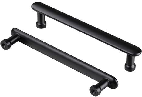 AITITAN 10 Black Kitchen Handles - 160mm Hole Spacing (184mm Length), Cupboard & Cabinet Handles