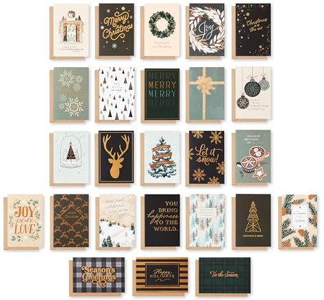 American Greetings Weihnachtskarten mit Umschlägen, traditionelles Winter-Design, 25 Stück
