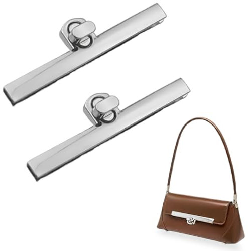 OQKAHIV 2 Stück Taschenverschluss Metall, Drehverschluss für Taschen, Taschenverschluss Steckschloss für Tasche, Geldbörse Sperre Twist Turn Lock, für Tasche Handtaschen DIY Handwerk, Silber