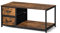 EGGREE TV-Schrank, Wohnzimmertisch, Couchtisch, Sideboard,mit 2 Schubladen und Einem Offenen Fach,100 x 50 x 45 cm, Hochwertige MDF Material+Stahl Rahmen, Industrieller Stil, Dunkelbraun-Schwarz