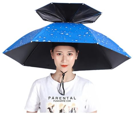 Vllentin Faltbarer Sonnenschirm-Hut,Regenschirm Hut Erwachsene,Freien Falten Regenschirm Hut,RegenschirmhüTe FüR Erwachsene,Sonnenschutz,Tragbar,Uv-BestäNdig,FüR Karneval,Festival,Strand