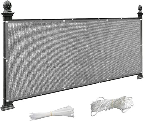 Brise-vue gris pour balcon - Résistant aux intempéries - Protection UV - 95 x 360 cm - Résistant au vent - Parfait pour une terrasse, une balustrade - Comprend des trous pour faciliter l'intérieur